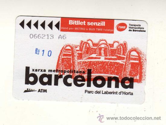 Collectionnisme Billets de transport: BILLETE SENCILLO DE LOS TRANSPORTES METROPOLITANOS DE BARCELONA (parque del laberinto de horta)