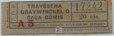 Collectionnisme Billets de transport: (F22//2 TIPO I ) BILLETE DE TRANVIAS DE BARCELONA // TDB //20 CTS.,RAYA , EMPORIUM