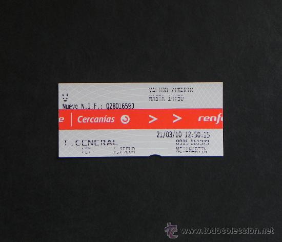 Coleccionismo Billetes de transporte: BILLETE DE TREN CERCAN&Iacute;AS - TRANSPORTE FERROCARRIL ESPA&Ntilde;A - RENFE TIQUE - ENTRADA