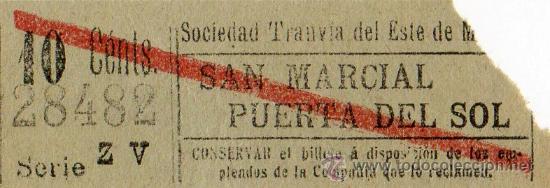 Collectionnisme Billets de transport: BILLETE DE TRANVIA CAPICUA DE MADRID . SAN MARCIAL- PUERTA DEL SOL .