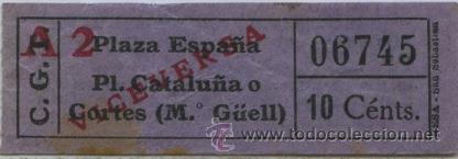 Colecionismos Bilhetes de Transporte: (F06//8) BILLETE DE LA COMPA&Ntilde;IA GENERAL DE TRANVIAS DE BARCELONA // NESA DERECHA