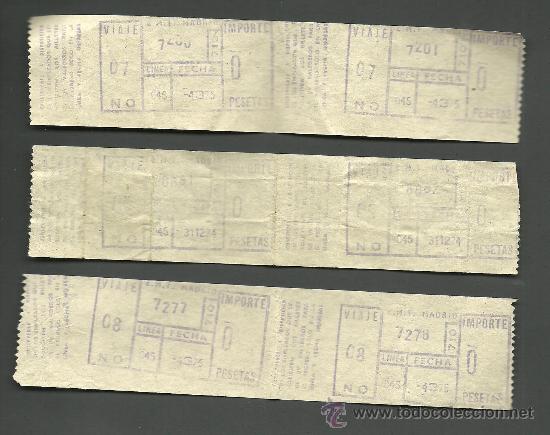 Collectionnisme Billets de transport: 0092 Conjunto de Billetes DOBLES de la EMT de Madrid a&ntilde;os 1974 y 1975