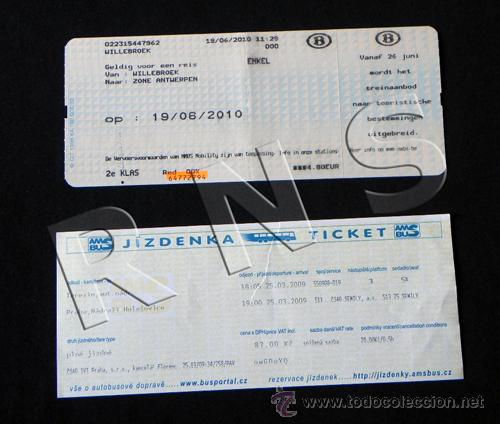 Coleccionismo Billetes de transporte: LOTE BILLETES DE TRANSPORTE AUTOB&Uacute;S REP&Uacute;BLICA CHECA Y TREN B&Eacute;LGICA - BILLETE TICKET FERROCARRIL