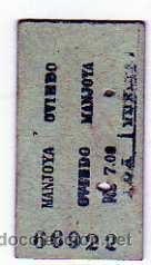 Coleccionismo Billetes de transporte: Billete Tren. Carton Manjoya Oviedo. Asturias.