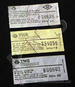 Sammeln von Fahrkarten: LOTE DIFERENTES BILLETES ANTIGUOS TRANSPORTE DE BARCELONA &iquest; METRO BUS ? BILLETE ANTIGUO TIQUE TIQUES