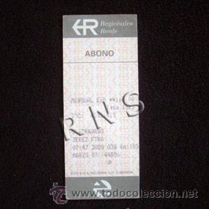 Coleccionismo Billetes de transporte: ABONO MENSUAL RENFE REGIONALES - TREN BILLETE TICKET TIQUET ENTRADA FERROCARRIL TRANSPORTE BONO