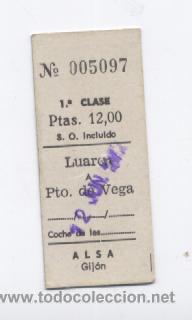 Colecionismos Bilhetes de Transporte: BILLETE TRANSPORTE ALSA-GIJON , LUARCA-PUERTO DE VEGA, A&Ntilde;OS 70
