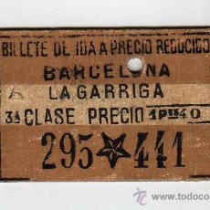 Coleccionismo Billetes de transporte: BILLETE TREN BARCELONA LA GARRIGA 1914. Lote 25245734
