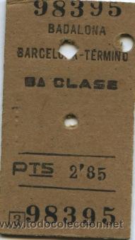 Colecionismos Bilhetes de Transporte: 1 BILLETE EDMONDSON //BADALONA - BARCELONA // 2,85 PTAS // 1958