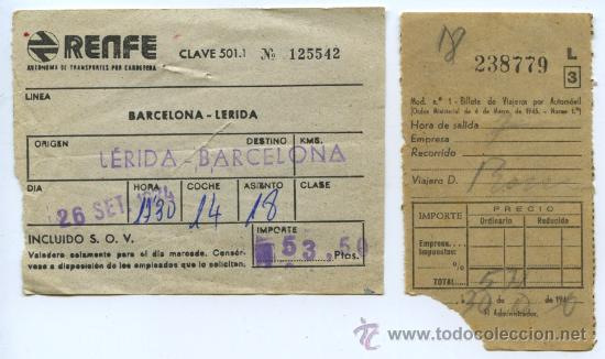 Colecionismos Bilhetes de Transporte: TREN - BILLETES DE FERROCARRIL // RENFE