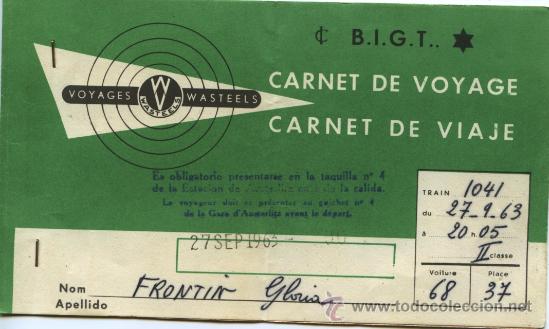 Collectionnisme Billets de transport: BILLETE DE FERROCARRIL PARIS - BARCELONA // 1963 // VER FOTO COMPLEMENTARIA