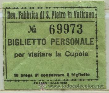 Collectables Transport Tickets: 1 BILLETE ANTIGUO DE ASCENSOR DE CIUDAD DEL VATICANO