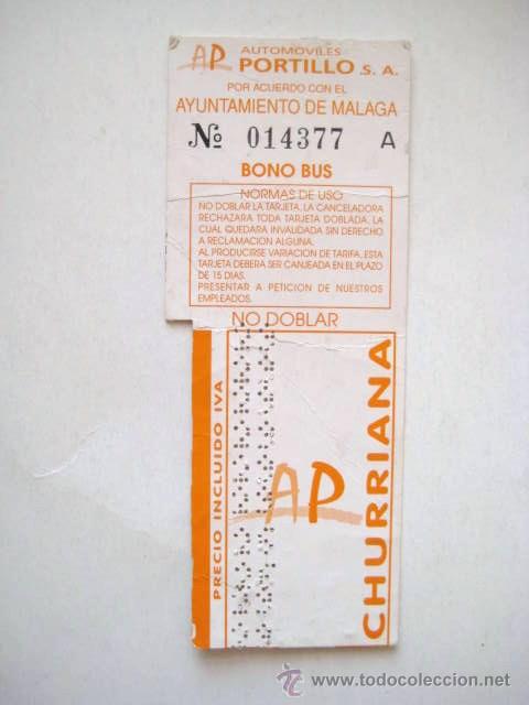 Collectables Transport Tickets: BONO BUS DE CHURRIANA. MALAGA .. ENVIO  GRATIS&iexcl;&iexcl;&iexcl;
