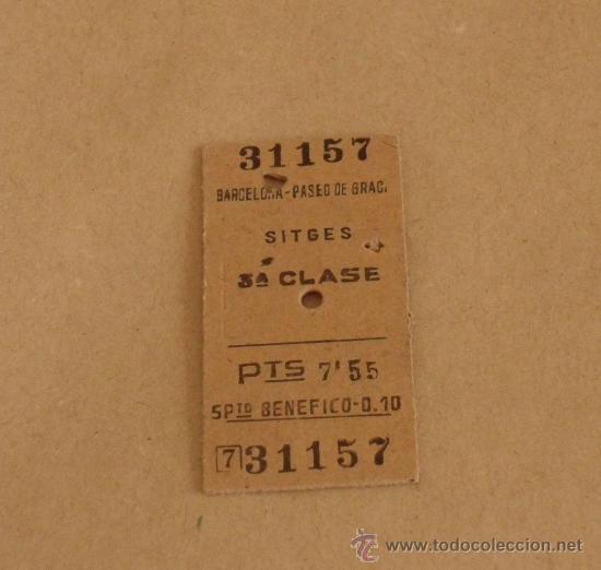 Colecionismos Bilhetes de Transporte: Billete de Tren. Barcelona P&ordm; de Gracia - Sitges. 3&ordf; clase.