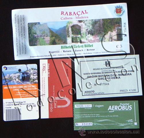 Coleccionismo Billetes de transporte: LOTE 5 BILLETES DE MADEIRA PORTUGAL ISLA - TELEF&Eacute;RICO AEROBUS TRANSPORTE - ENTRADA TIQUE BILLETE