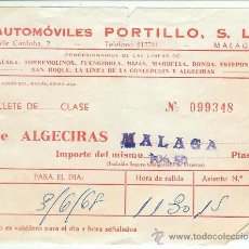 Coleccionismo Billetes de transporte: AK3.BILLETE BUS ALGECIRAS-MALAGA.AÑO 1968.AUTOMOVILES PORTILLO. Lote 29076139