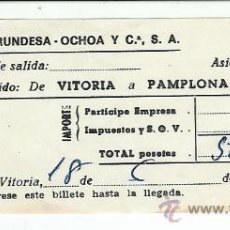 Coleccionismo Billetes de transporte: AL2.LA BURUNDESA.BILLETE VITORIA-PAMPLONA.AÑOS 60.INTERESANTE. Lote 29076243