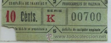 Collectionnisme Billets de transport: GSC 007 VALENCIA - BILLETE DE TRANVIAS DE VALENCIA