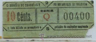 Collectionnisme Billets de transport: GSC 004 VALENCIA - BILLETE DE TRANVIAS DE VALENCIA
