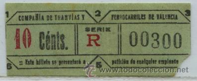 Collectionnisme Billets de transport: GSC 003 VALENCIA - BILLETE DE TRANVIAS DE VALENCIA