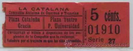 Collectionnisme Billets de transport: (F03//3) GSC 019 RIPPERTS - BILLETE DE OMNIBUS DE LA CATALANA // BARCELONA // 1900