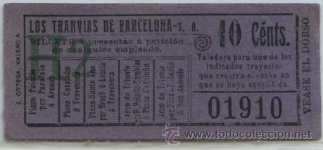 Collectionnisme Billets de transport: (F11//5) GSC 019 LTDB - BILLETE DE LOS TRANVIAS DE BARCELONA // VER PROPAGANDA EN EL REVERSO