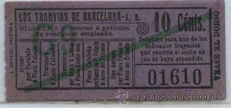 Collectionnisme Billets de transport: (F11//5) GSC 016 LTDB - BILLETE DE LOS TRANVIAS DE BARCELONA // VER PROPAGANDA EN EL REVERSO