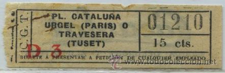 Collectionnisme Billets de transport: (F06//8) GSC 012 CGT - BILLETE DE COMPA&Ntilde;IA GENERAL DE TRANVIAS // VER REVERSO DE PROPAGANDA
