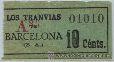 Collectionnisme Billets de transport: (F11//2) GSC 010 LTDB - BILLETE DE LOS TRANVIAS DE BARCELONA