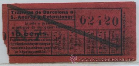 Collectionnisme Billets de transport: (F10//4) GSC 024 SAYEX - BILLETE DE TANVIA A SAN ANDRES Y EXTENSIONES // BARCELONA