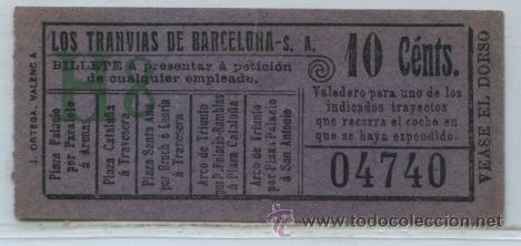 Collectionnisme Billets de transport: (F11//5) GSC 047 LTDB - BILLETE DE LOS TRANVIAS DE BARCELONA / REVERSO DE PROPAGANDA
