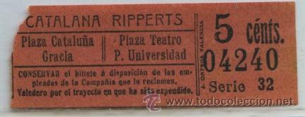 Collectionnisme Billets de transport: (F03//3) GSC 042 BILLETE DE CATALANA RIPPERTS DE BARCELONA