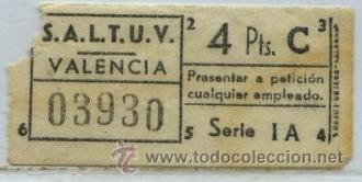 Collectionnisme Billets de transport: GSC 039 VALENCIA - DE TRANVIA DE VALENCIA