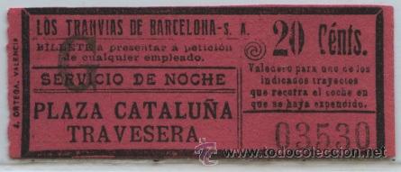 Collectionnisme Billets de transport: (F11//6) GSC 035 LTDB - BILLETE NOCTURNO DE LOS TRANVIAS DE BARCELONA