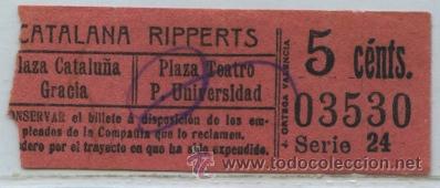 Collectionnisme Billets de transport: (F03//3) GSC 035 BILLETE DE CATALANA DE RIPPERTS DE BARCELONA