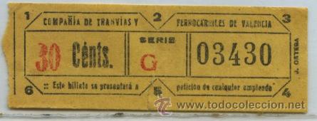 Colecionismos Bilhetes de Transporte: GSC 034 VALENCIA - DE TRANVIA DE VALENCIA