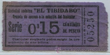 Colecionismos Bilhetes de Transporte: (F14//3) GSC 052 BCN - BILLETE DE TRANVIAS DE EL TIBIDABO / TRANVIA AZUL 15 CTS.