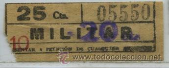 Colecionismos Bilhetes de Transporte: (F22//4) GSC 055 BCN - BILLETE MILITAR DE TRANVIAS DE BARCELONA