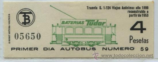 Colecionismos Bilhetes de Transporte: (F23//8) GSC 056 BCN - BILLETE AUTOBUS DE BARCELONA / PRIMER DIA DEL AUTOBUS LINEA 59