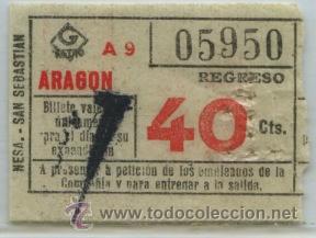 Colecionismos Bilhetes de Transporte: (F33//4-40) GSC 059 METRO - BILLETE DEL METRO DE BARCELONA / ARAGON