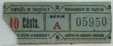 Colecionismos Bilhetes de Transporte: GSC 059 VALENCIA - DE TRANVIAS DE VALENCIA