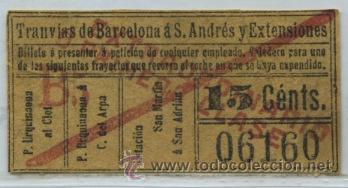 Colecionismos Bilhetes de Transporte: (F10//5) GSC 061 SAYEX - BILLETE DE TRANVIAS DE BARCELONA A SAN ANDRES Y EXTENSIONES