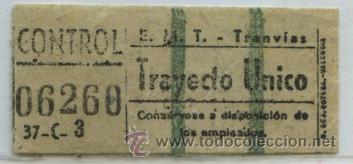 Colecionismos Bilhetes de Transporte: GSC 062 MADRID - BILLETE DE TRANVIAS DE MADRID