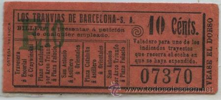Colecionismos Bilhetes de Transporte: (F11//5) GSC 073 LTDB - BILLETE DE LOS TRANVIAS DE BARCELONA // VER DORSO