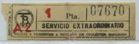 Colecionismos Bilhetes de Transporte: (F22//4) GSC 076 BCN - BILLETE DE TRANVIAS DE BARCELONA // SERVICIO EXTRAORDINARIO
