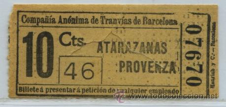 Colecionismos Bilhetes de Transporte: (F01//6 NGRUESO ) GSC 076 BCN - BILLETE DE TRANVIAS DE BARCELONA // COMPA&Ntilde;IA ANONIMA
