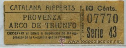 Colecionismos Bilhetes de Transporte: (F03//3) GSC 077 BILLETE DE CATALANA RIPPERTS DE BARCELONA