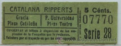 Colecionismos Bilhetes de Transporte: (F03//3) GSC 077 BILLETE DE CATALANA RIPPERTS DE BARCELONA