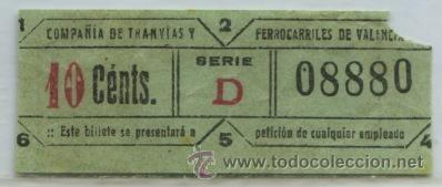 Colecionismos Bilhetes de Transporte: GSC 088 VALENCIA - BILLETE DE TRANVIAS DE VALENCIA