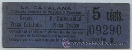 Colecionismos Bilhetes de Transporte: (F03//3) GSC 092 RIPPERTS BILLETE DE OMNIBUS LA CATALANA // BARCELONA